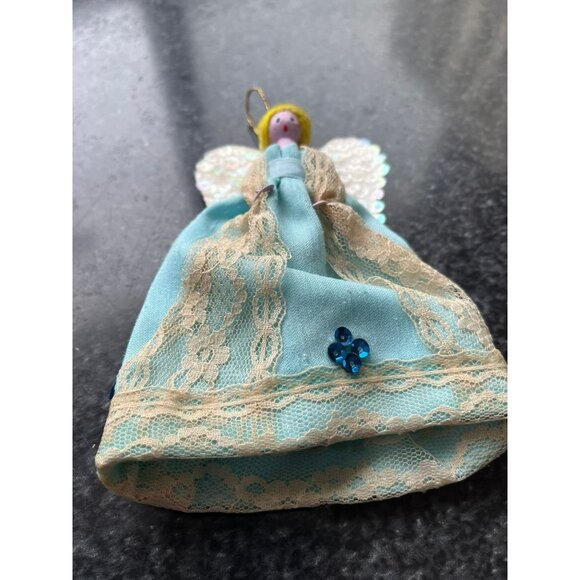 Vtg 1970's Detroit Artist Mary Ewald Christmas Ornament Angel Clothespin Doll - Picture 9 of 9